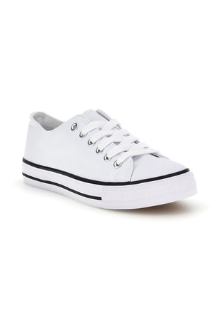 Weiße Canvas Schnürschuhe 2t2l 8011