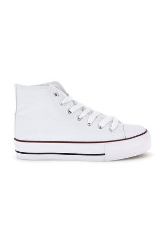 Weiße Canvas Schnürschuhe mit hohem Schaft 2t2l 8012