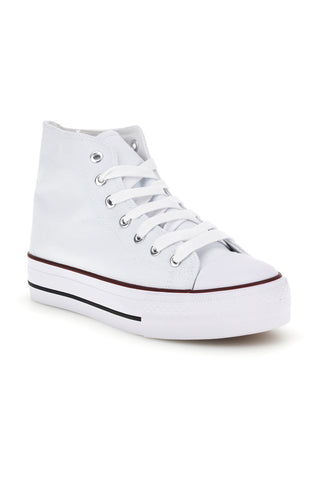 Sneakers bianco in tela stringate alte 2t2l 8012