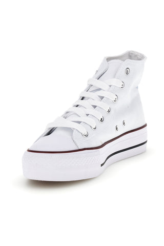 Sneakers bianco in tela stringate alte 2t2l 8012