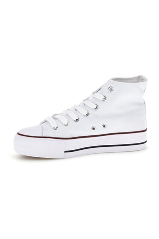Sneakers bianco in tela stringate alte 2t2l 8012