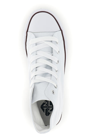 Sneakers bianco in tela stringate alte 2t2l 8012