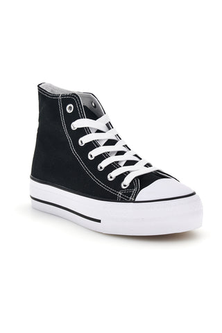 Sneakers nero in tela stringate alte 2t2l 8012