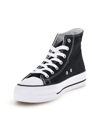 Sneakers nero in tela stringate alte 2t2l 8012