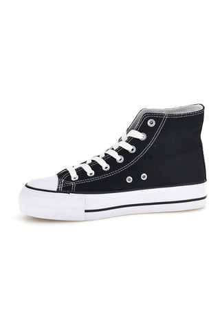 Sneakers nero in tela stringate alte 2t2l 8012