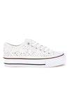 Sneakers bianche in tela con trama ricamata traforata con lacci 2T2L 8013