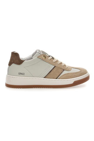 Sneaker beige in vera pelle con inserti bronzo Pittarello Capsule Grace