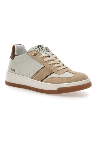 Beige Echtleder-Trainer mit Bronze-Einsätzen Pittarello Capsule Grace