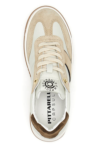 Beige Echtleder-Trainer mit Bronze-Einsätzen Pittarello Capsule Grace