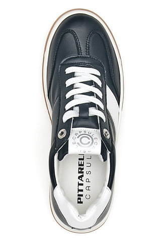 Schwarzer Echtleder-Trainer mit weißen Details Pittarello Capsule Grace