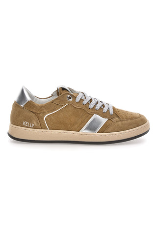 Sneaker beige in vera pelle con dettagli argento Pittarello Capsule Kelly