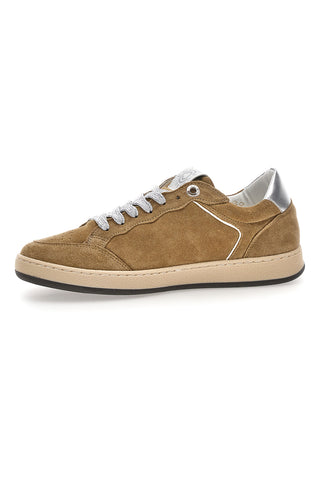 Sneaker beige in vera pelle con dettagli argento Pittarello Capsule Kelly