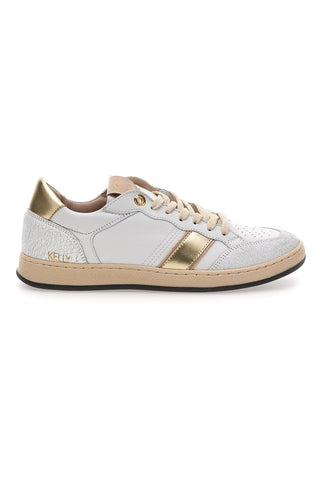 Weißer Echtleder-Trainer mit goldenen Details Pittarello Capsule Kelly