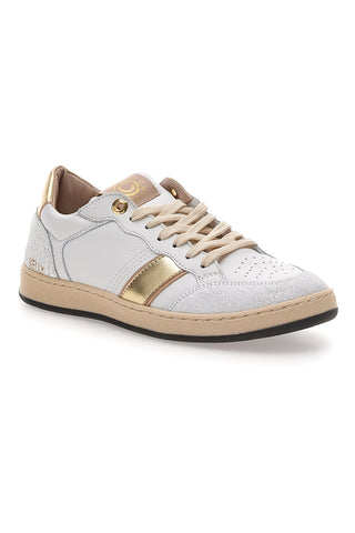 Weißer Echtleder-Trainer mit goldenen Details Pittarello Capsule Kelly