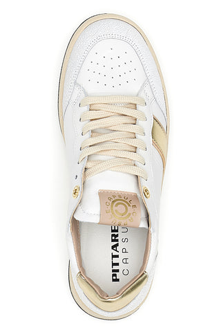 Weißer Echtleder-Trainer mit goldenen Details Pittarello Capsule Kelly