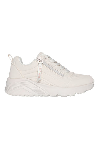 Sneakers beige con zip laterale lavabili in lavatrice Skechers Uno Lite Easy Zip