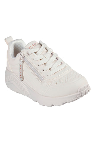 Sneakers beige con zip laterale lavabili in lavatrice Skechers Uno Lite Easy Zip