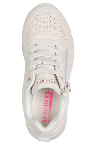 Sneakers beige con zip laterale lavabili in lavatrice Skechers Uno Lite Easy Zip