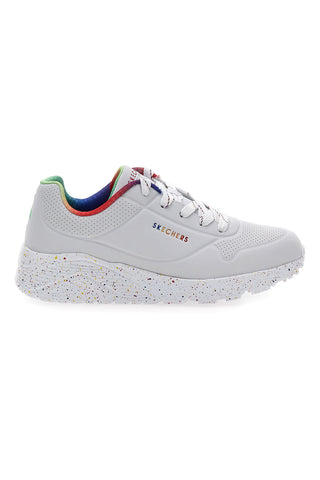 Sneakers bianche con platform Skechers Uno Lite Rainbow Speckle
