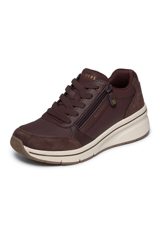 Sneakers marroni con zip laterale Skechers Billion Flex Luxe Up
