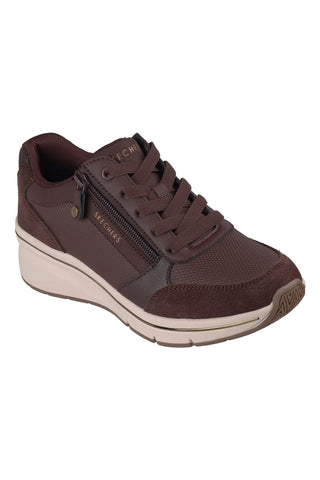 Sneakers marroni con zip laterale Skechers Billion Flex Luxe Up