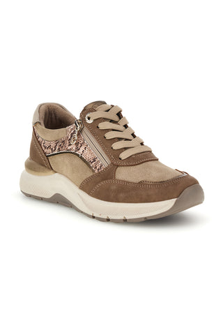 Sneakers tortora con inserto in fantasia pitonata zip e sottopiede in pelle Relife 68872580711