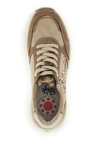 Sneakers tortora con inserto in fantasia pitonata zip e sottopiede in pelle Relife 68872580711