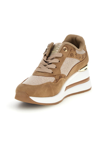 Beigefarbene Sneaker mit erhöhtem Absatz von Laura Biagiotti 9840