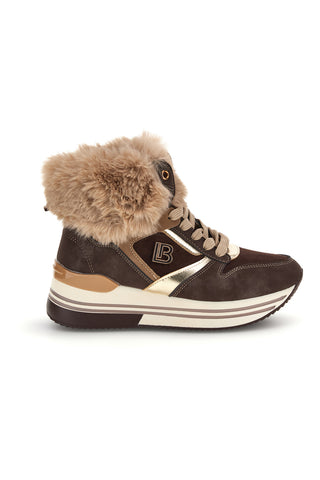 Braune High-Top-Sneaker mit Pelzdetail von Laura Biagiotti 9858