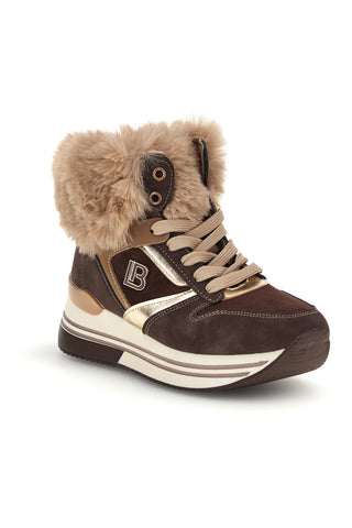Braune High-Top-Sneaker mit Pelzdetail von Laura Biagiotti 9858