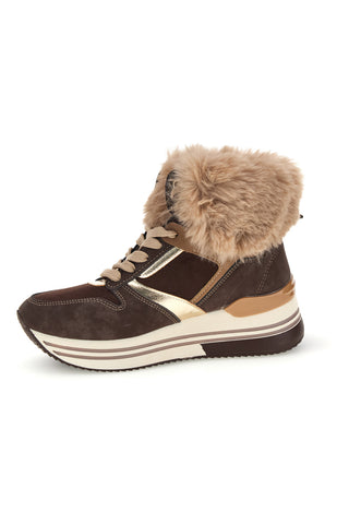 Braune High-Top-Sneaker mit Pelzdetail von Laura Biagiotti 9858