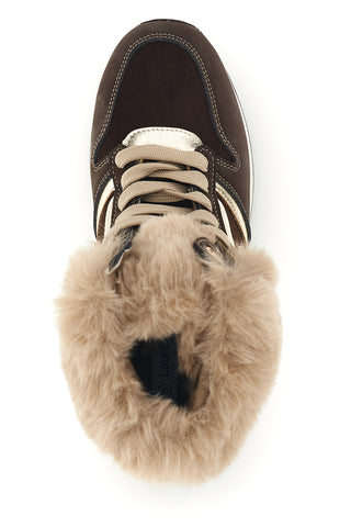 Braune High-Top-Sneaker mit Pelzdetail von Laura Biagiotti 9858