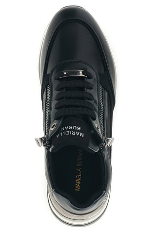 Schwarze Sneaker mit seitlichem Reißverschluss und integriertem Keilabsatz von Mariella Burani, Modell 52590C1811