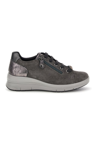 Scarpe grigie in pelle con lacci e zip Imac 205721717018