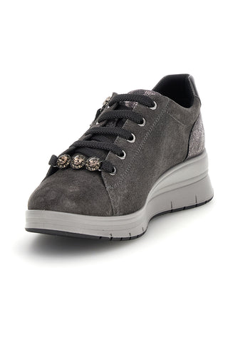 Scarpe grigie in pelle con lacci e zip Imac 205721717018
