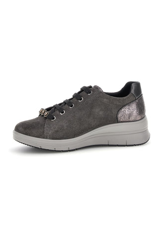 Scarpe grigie in pelle con lacci e zip Imac 205721717018