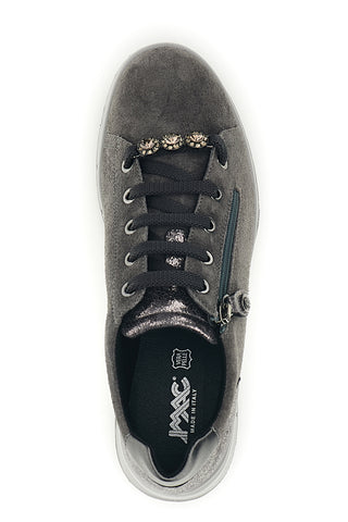 Scarpe grigie in pelle con lacci e zip Imac 205721717018