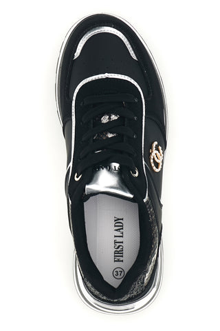 Scarpe nere con dettagli laminati First lady GB2018