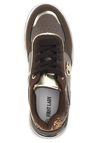 Braune Schuhe mit Metallic-Akzenten „First Lady“ GB2018