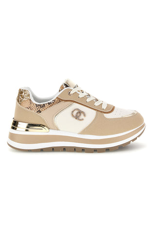 Scarpe beige con dettagli laminati First lady GB2018