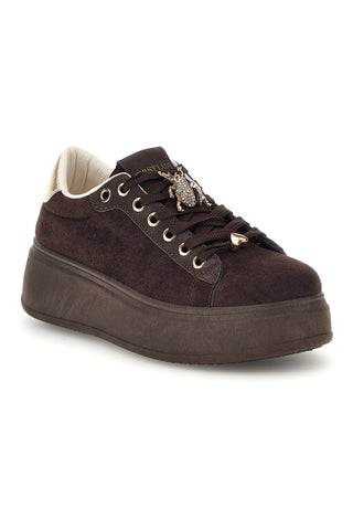 Scarpe marroni platform con dettagli dorati First lady GB2019