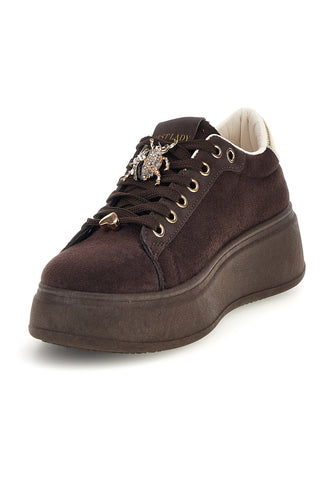 Scarpe marroni platform con dettagli dorati First lady GB2019