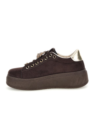 Scarpe marroni platform con dettagli dorati First lady GB2019