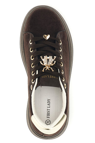 Scarpe marroni platform con dettagli dorati First lady GB2019