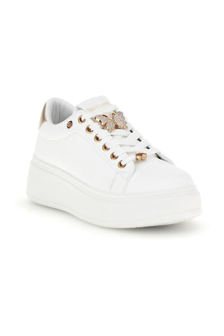 Scarpe bianche platform con dettagli dorati First lady GB2019