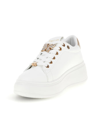 Scarpe bianche platform con dettagli dorati First lady GB2019