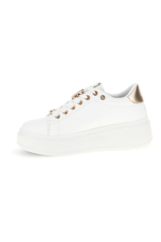 Scarpe bianche platform con dettagli dorati First lady GB2019