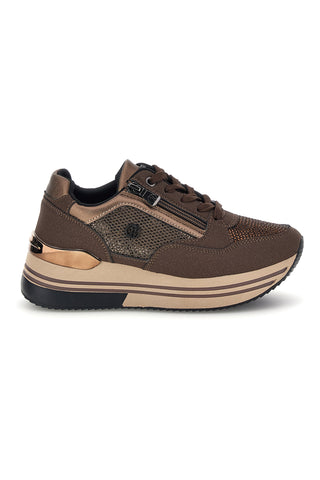 Braune Sneaker mit erhöhter Sohle Inblu 508 IN