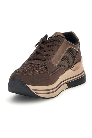 Braune Sneaker mit erhöhter Sohle Inblu 508 IN