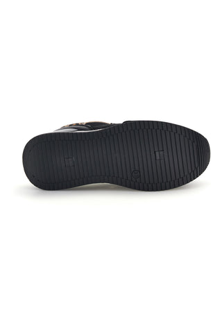 Schwarze Sneaker mit Animal-Print-Einsatz und Plateau von Inblu 507 In